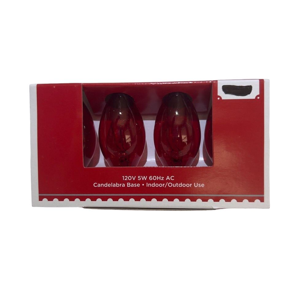 Holiday Time 4 Red Decorative Indoor Outdoor C7 Replacement Bulbs Christmas NEW‎